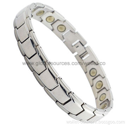 Fashionable Biomagnetic Titanium Bracelet, PayPal and ODM/OEM Designs are Welcome